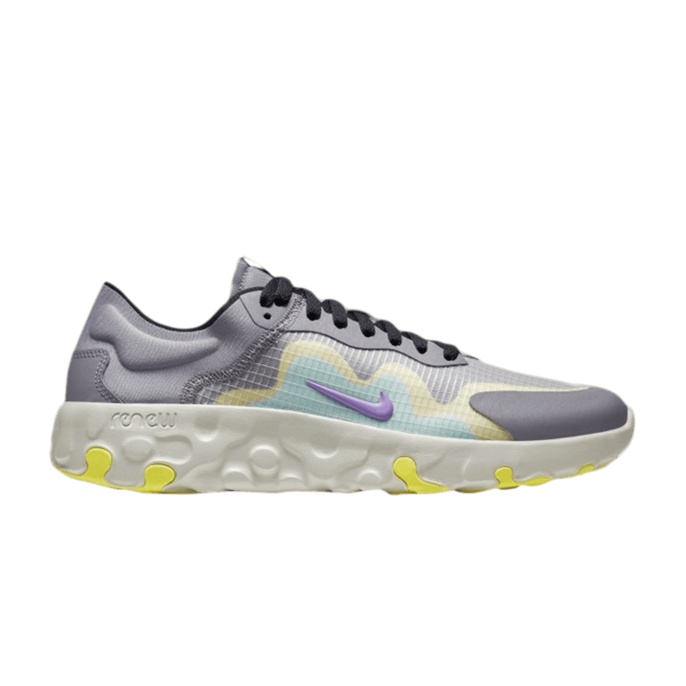 nike renew lucent trainers in black white & gunsmoke