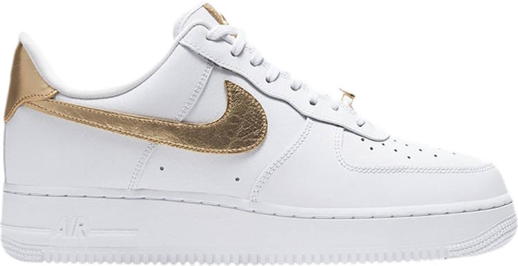 Nike Air Force 1 Low '07 LV8, Double Swoosh White Metallic Gold Size 5C