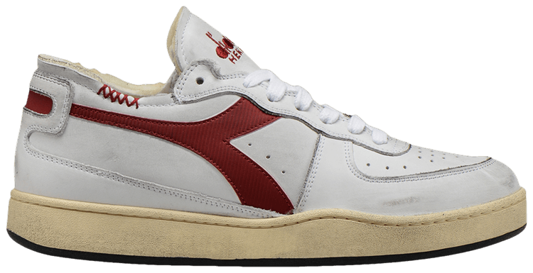 Diadora Mi Basket Row Cut White Garnet