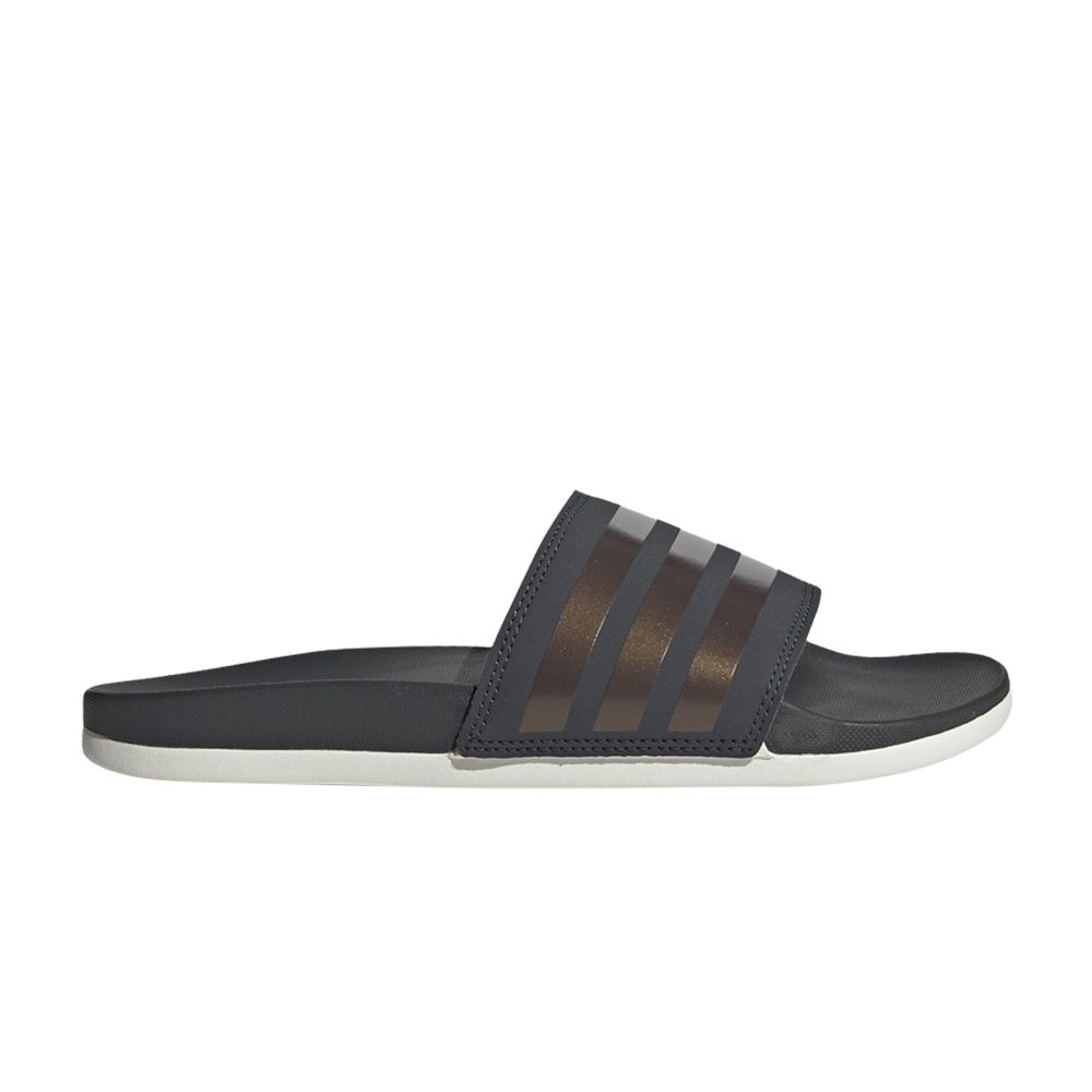 Pre-owned Adidas Originals Wmns Adilette Comfort Slides 'stripes Shimmer - Copper Metallic' In Grey