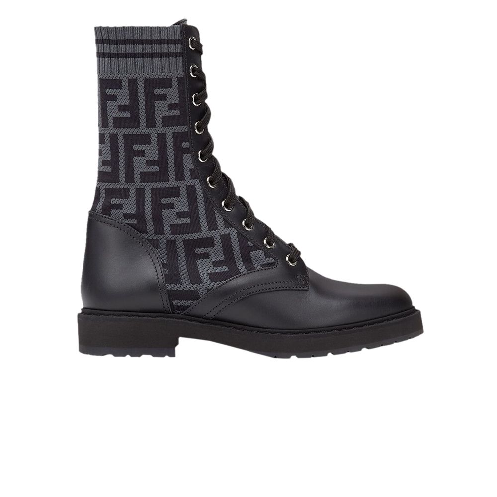 Pre-owned Fendi Ff Rockoko Biker Boot 'black'