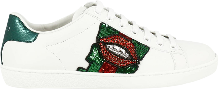 Gucci Wmns Ace Low 'Lips Sequin - White'