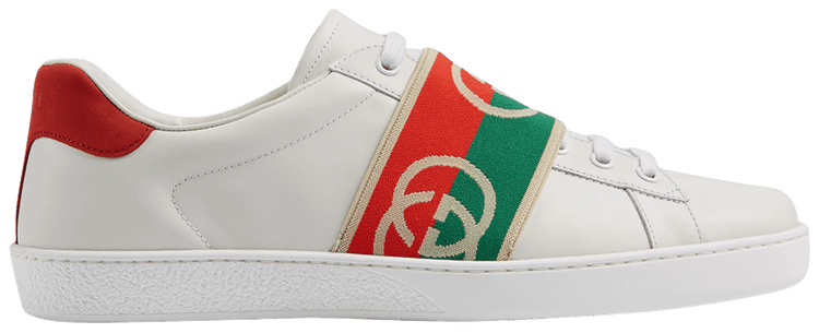 Gucci Wmns Ace Elastic Web Interlocking G   White Red Green