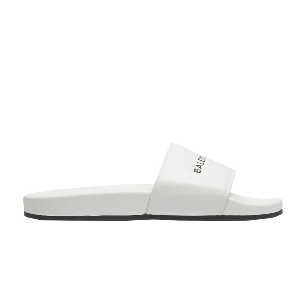 Pre-owned Balenciaga Piscine Flat Slides 'white' | Men's Size 45