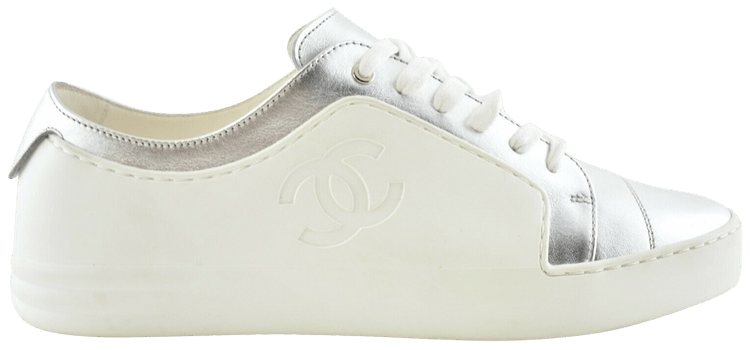 White and silver chanel sneakers best sale