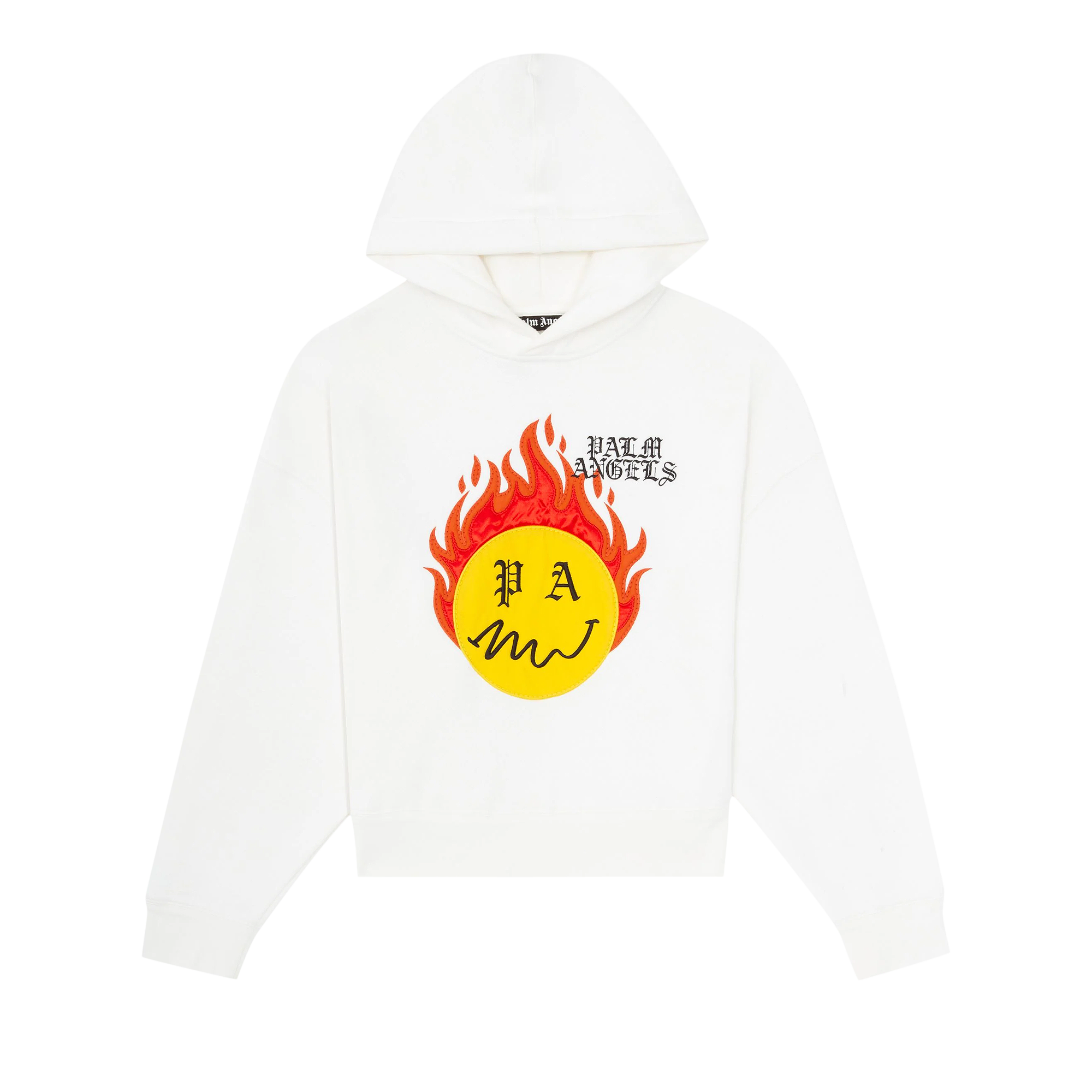Pre-owned Palm Angels Burning Head Hoodie 'brillant White/yellow'