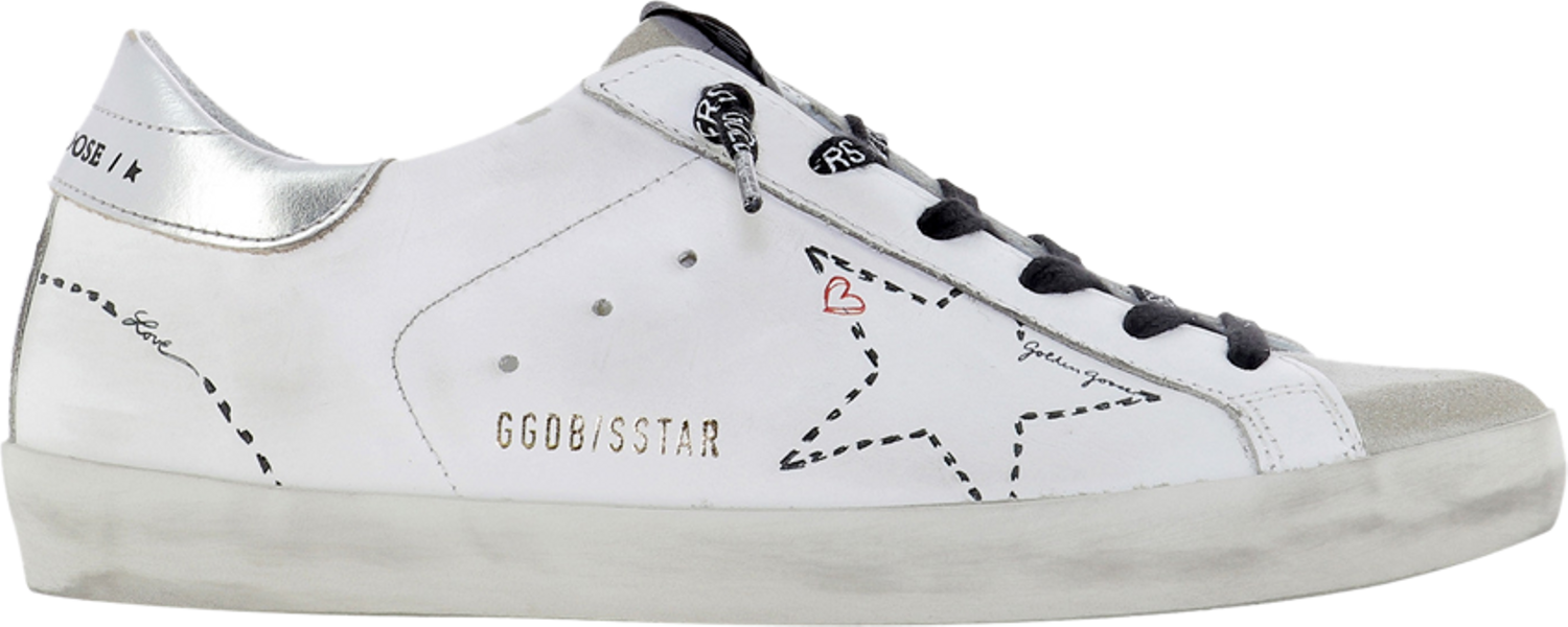 Buy Golden Goose Wmns Superstar Distressed Low 'White Silver ...