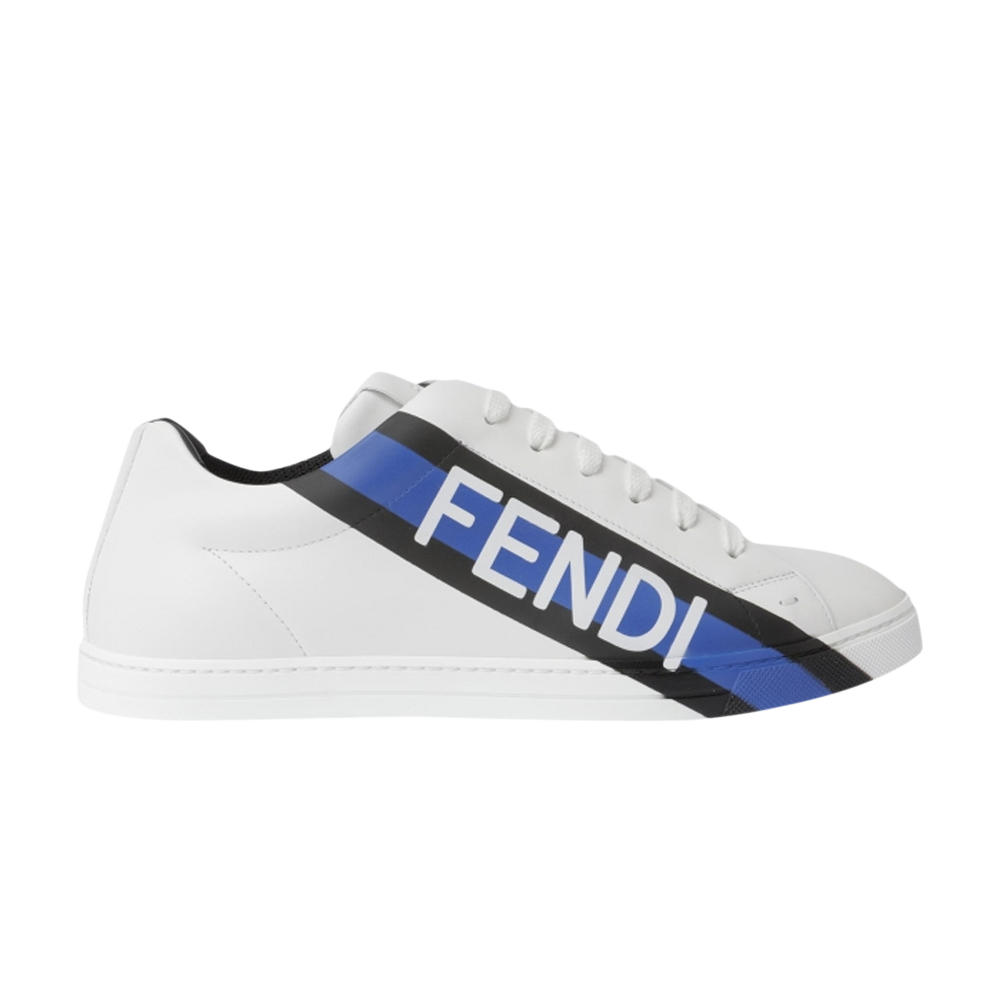 Pre-owned Fendi Leather Sneaker ' Logo - White Blue'