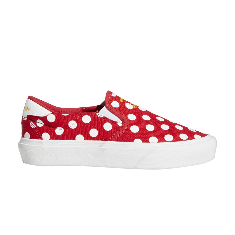Pre-owned Adidas Originals Adidas Disney X Court Rallye Slip J 'polka Minnie' | Red | Kid's Size 4