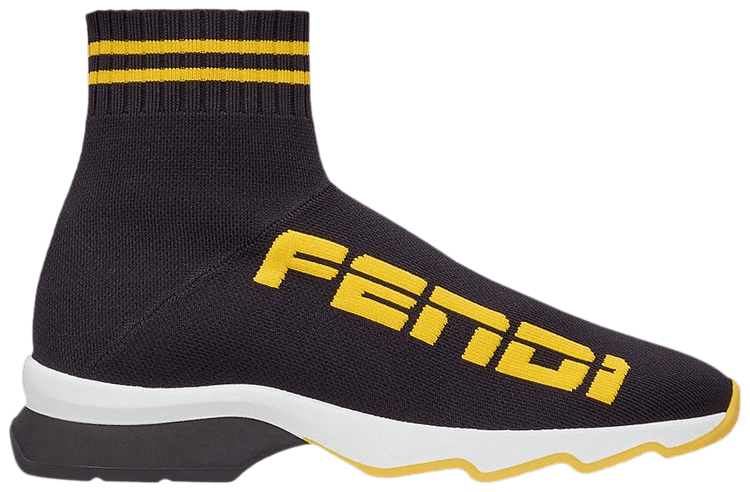 Fendi Wmns Fabric Sneaker Mid Black Yellow