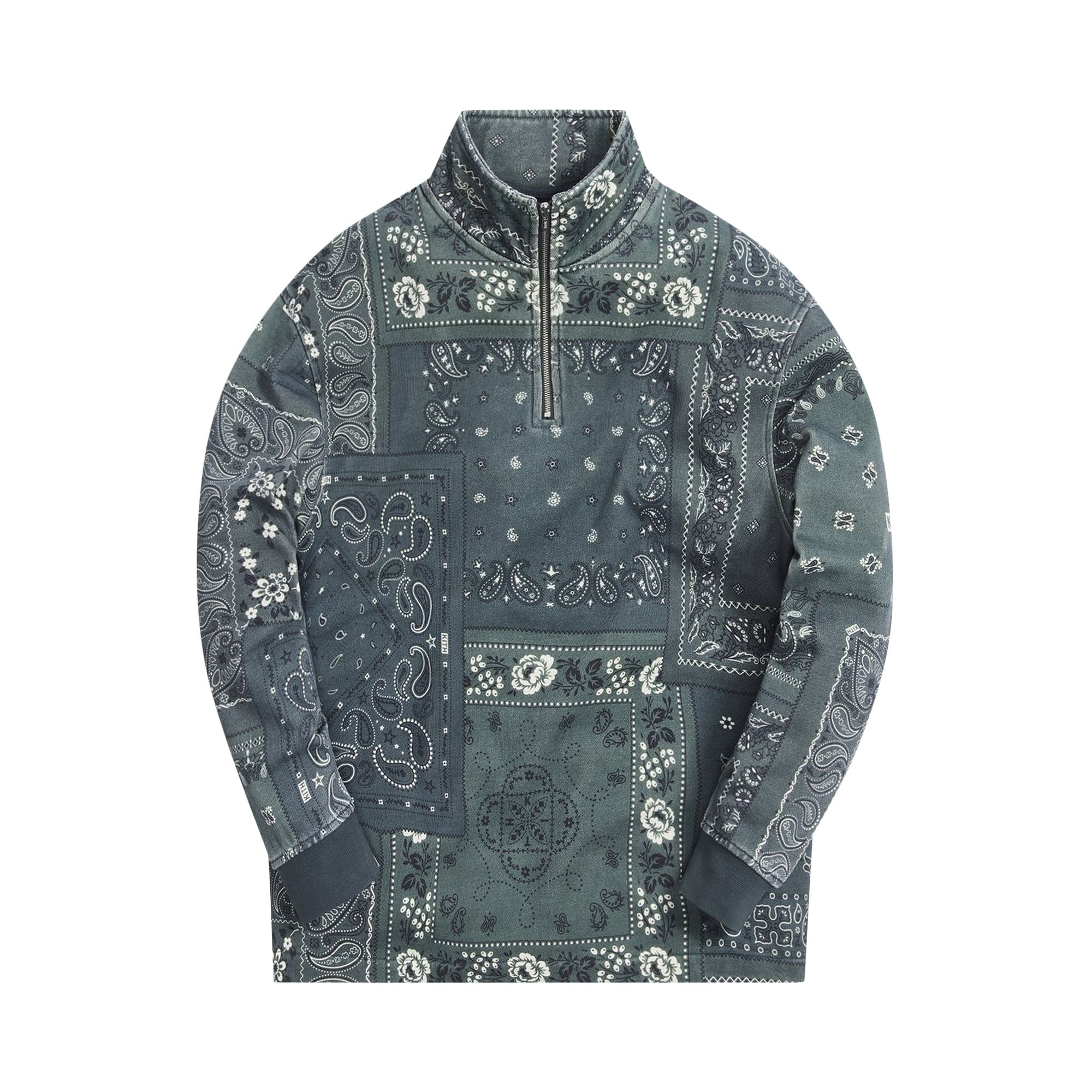 Pre-owned Kith Deconstructed Bandana Quarter Zip 'stadium' In Green