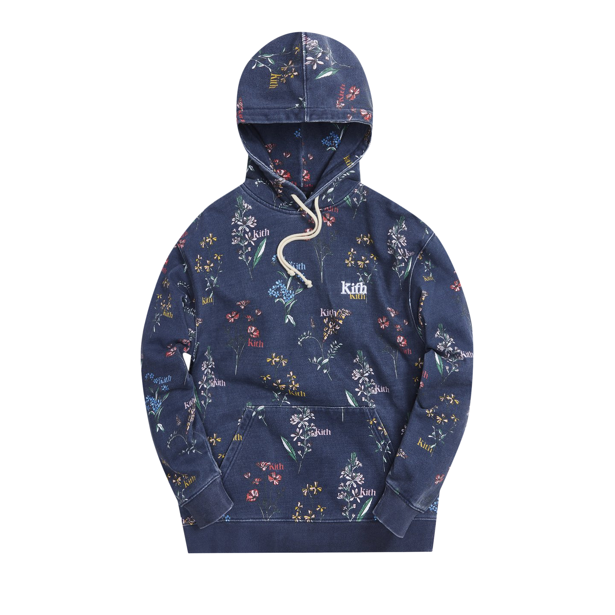 Pre-owned Kith Botanical Floral Williams Iii Hoodie 'nocturnal' In Blue