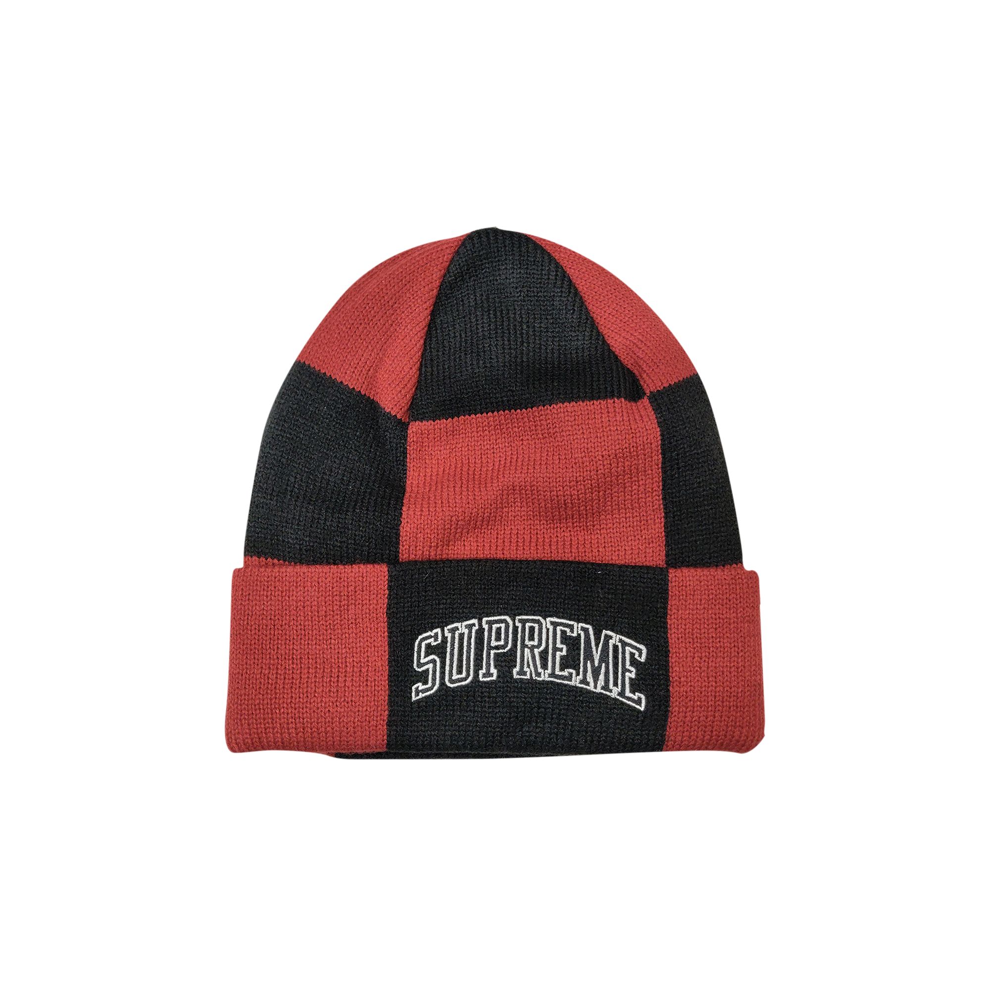 Pre-owned Supreme Checkerboard Beanie 'dark Red'