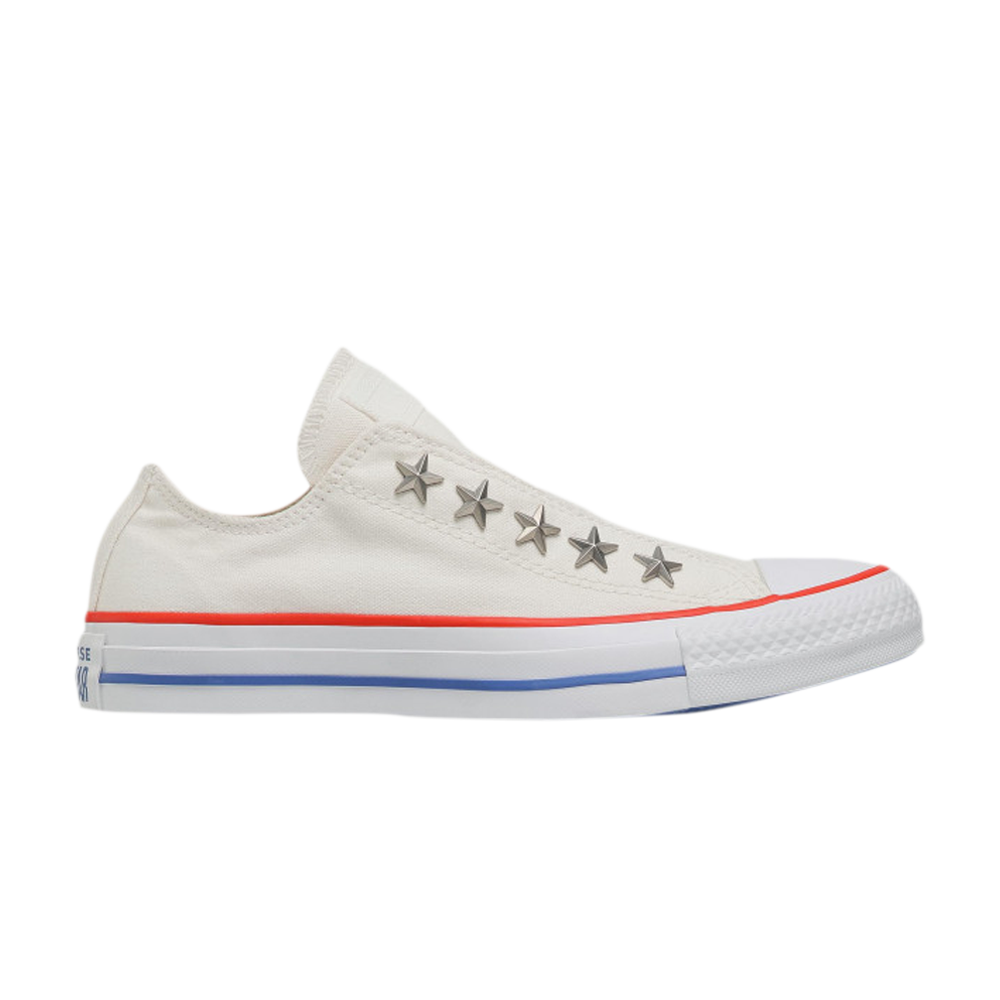 Pre-owned Converse Wmns Chuck Taylor All Star Teen Slip 'stars Studded' In White