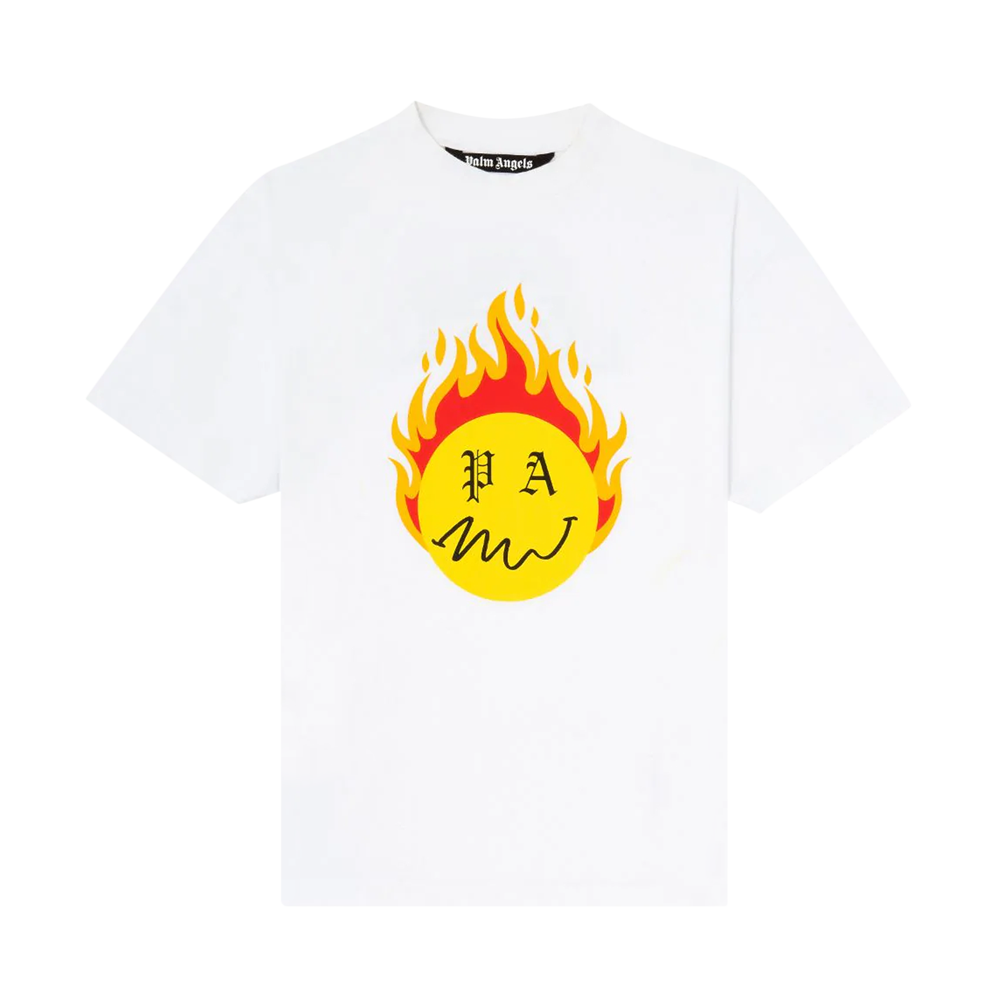 Pre-owned Palm Angels Burning Head Short-sleeve T-shirt 'white/yellow'