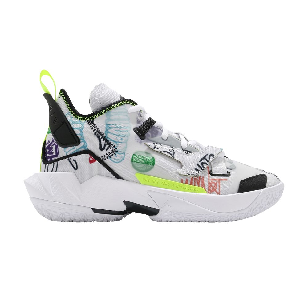 Pre-owned Air Jordan Jordan Why Not Zer0.4 Gs 'graffiti' | White | Kid's Size 6