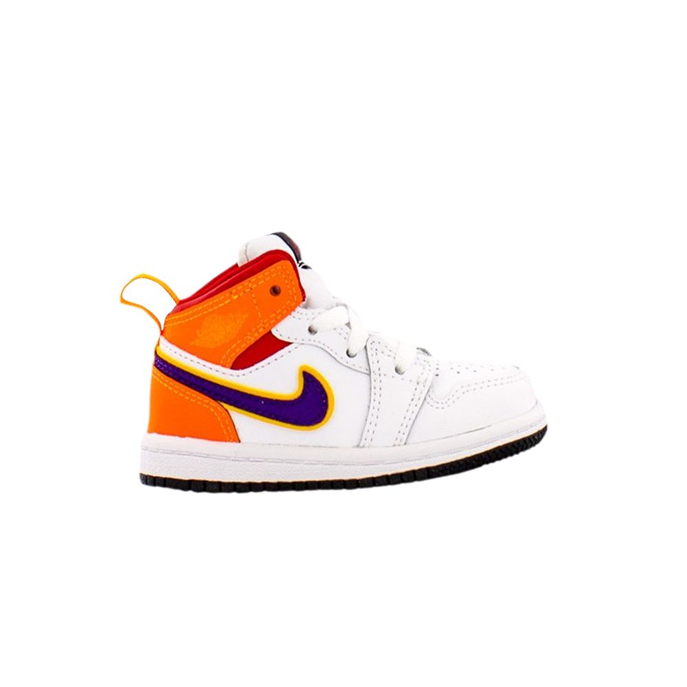 Pre-owned Air Jordan 1 Mid Td 'white Court Purple Teal' | Infant Size 6