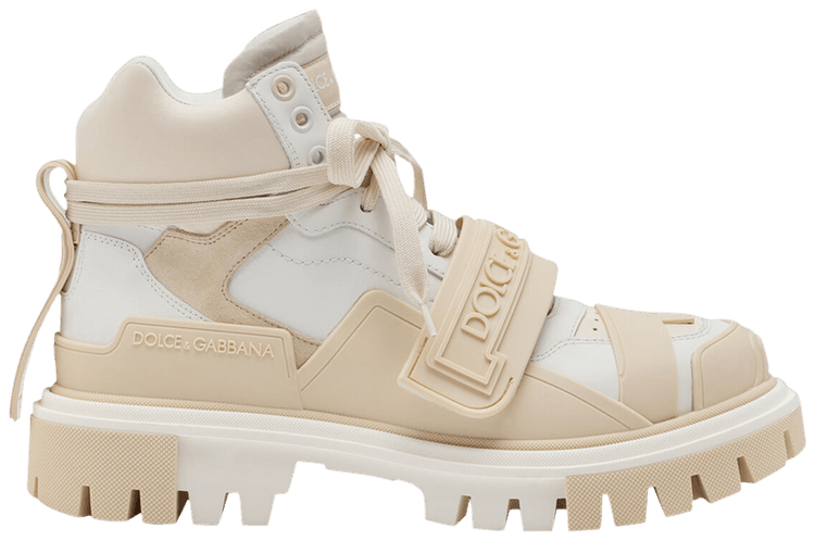 Dolce & Gabbana Wmns Mixed Material Trekking Boot 'Ivory'