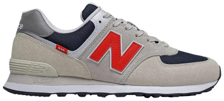 New Balance 574 4E Wide Moonbeam Velocity Red