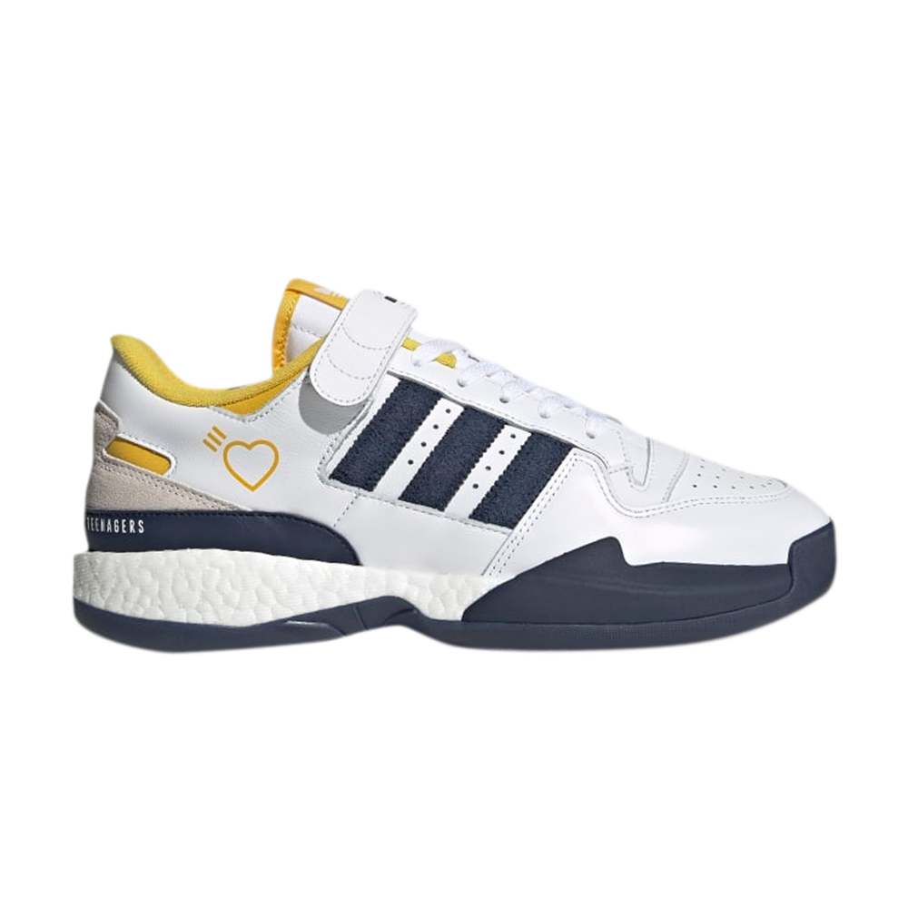 Pre-owned Adidas Originals Human Made X Forum Low 'hazy Yellow Navy' In White