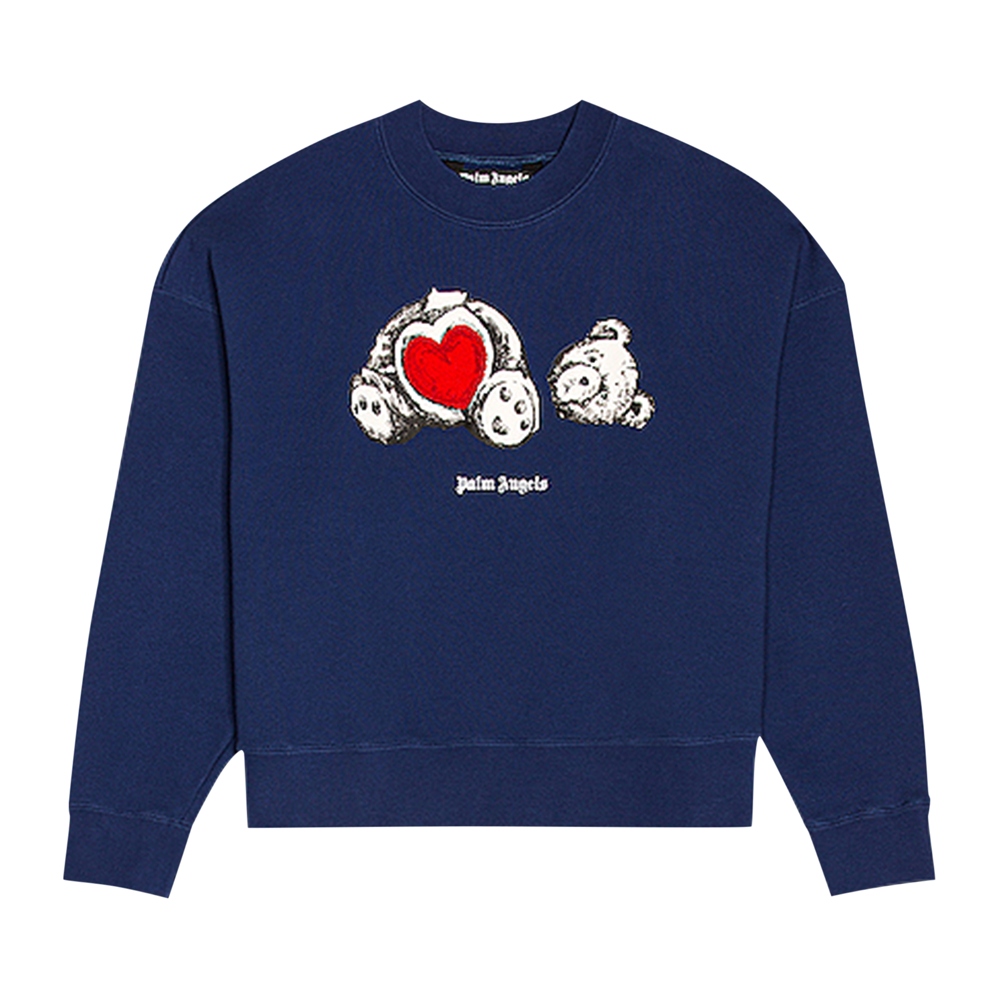 Pre-owned Palm Angels Bear In Love Crewneck 'blue/white'