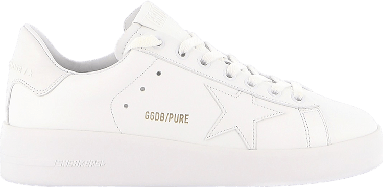 ★Golden ★ Purestar Sneakers Optic White GWF00197F0039 Purestar with white leather star and plum leather heel tab