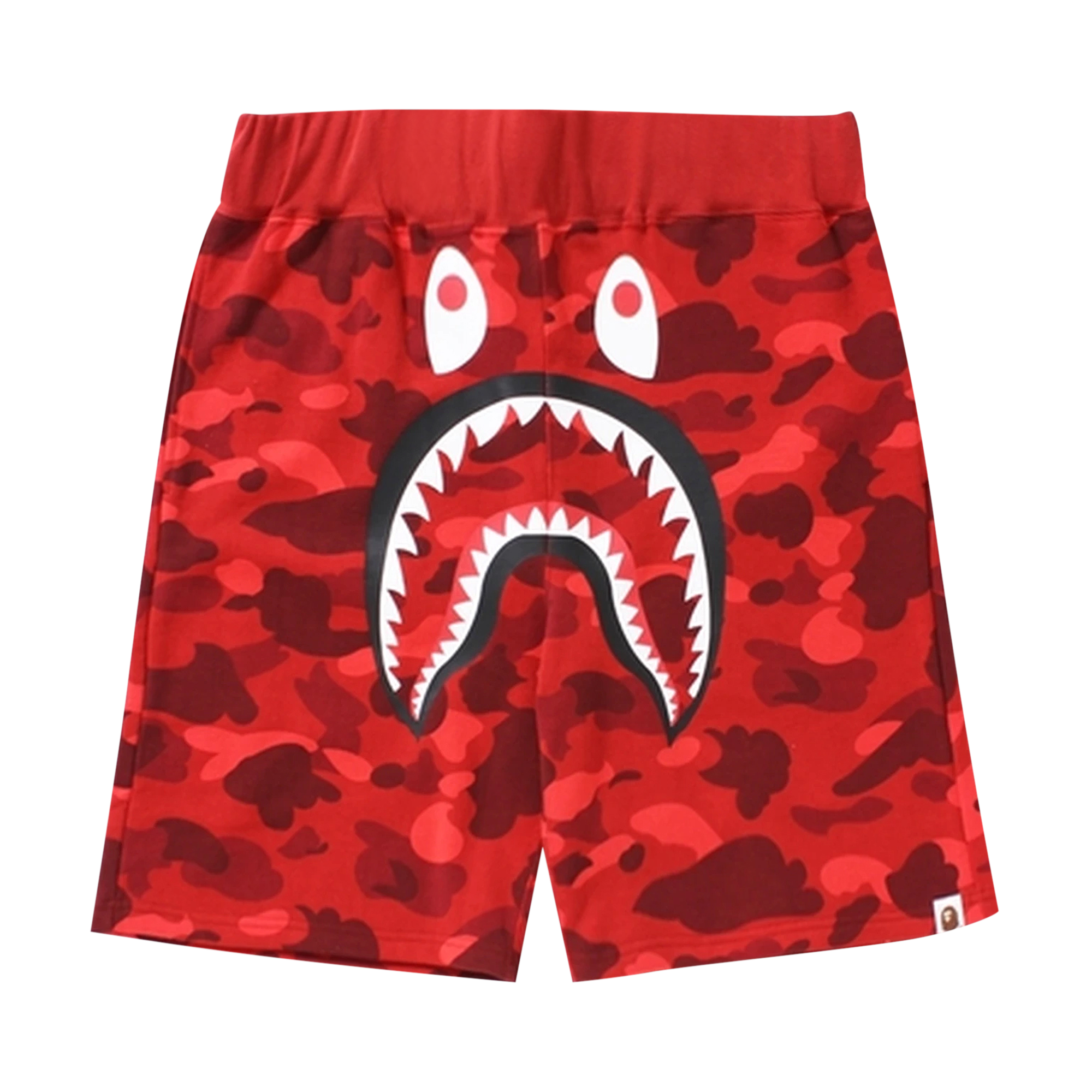 Pre-owned Bape Camo Shark Sweat Shorts 'red'