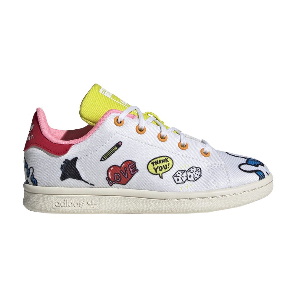Pre-owned Adidas Originals Adidas Aaron Kai X Stan Smith Primeblue Little Kid 'doodles' | White | Kid's Size 12.5
