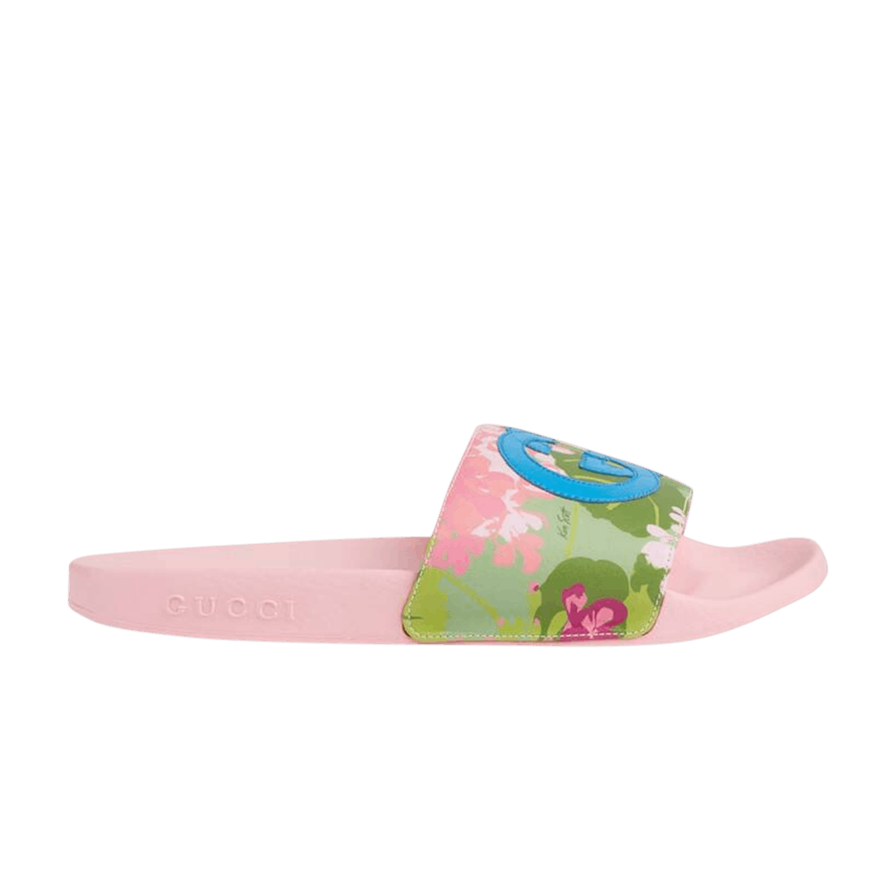Pink floral gucci slides new arrivals