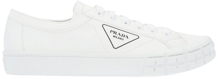 スニーカー PRADA SNEAKER (2EG302GUD F0009) スニーカー PRADA White gabardine Wheel sneakers (2EG302GUD