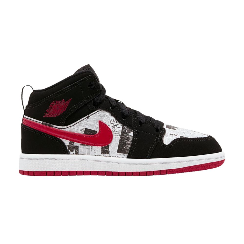 Air Jordan 1 Mid SE PS 'Newspaper Air Times' | Black | Kid's Size 2.5