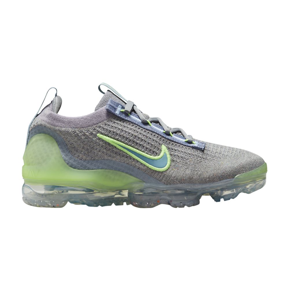 Pre-owned Nike Air Vapormax 2021 Flyknit Gs 'grey Light Liquid Lime' | Kid's Size 7