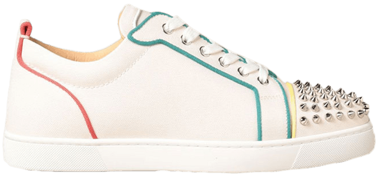 Christian Louboutin Louis Flat Calf Spikes Bianco Silver