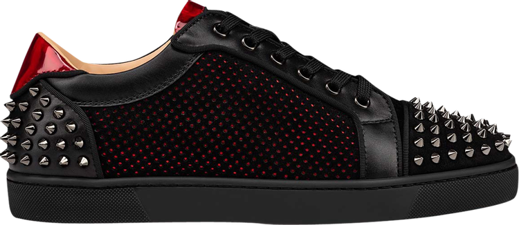 Christian Louboutin Men's Seavaste 2 Orlato Spike Red Sole Low-top Sneakers  In Black