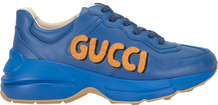 GUCCI Monogram Multicolor Mens Rhyton Sneakers 8.5 Yellow Blue Great White  Tabasco 1256385