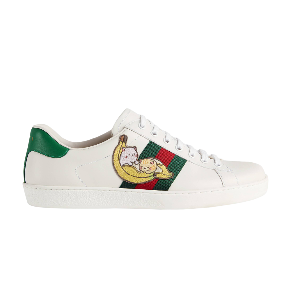 Pre-owned Gucci Ace 'bananya' In White