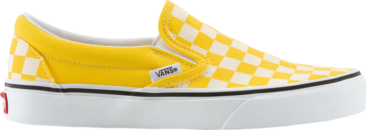 Lv yellow ochre checkered slip on vans