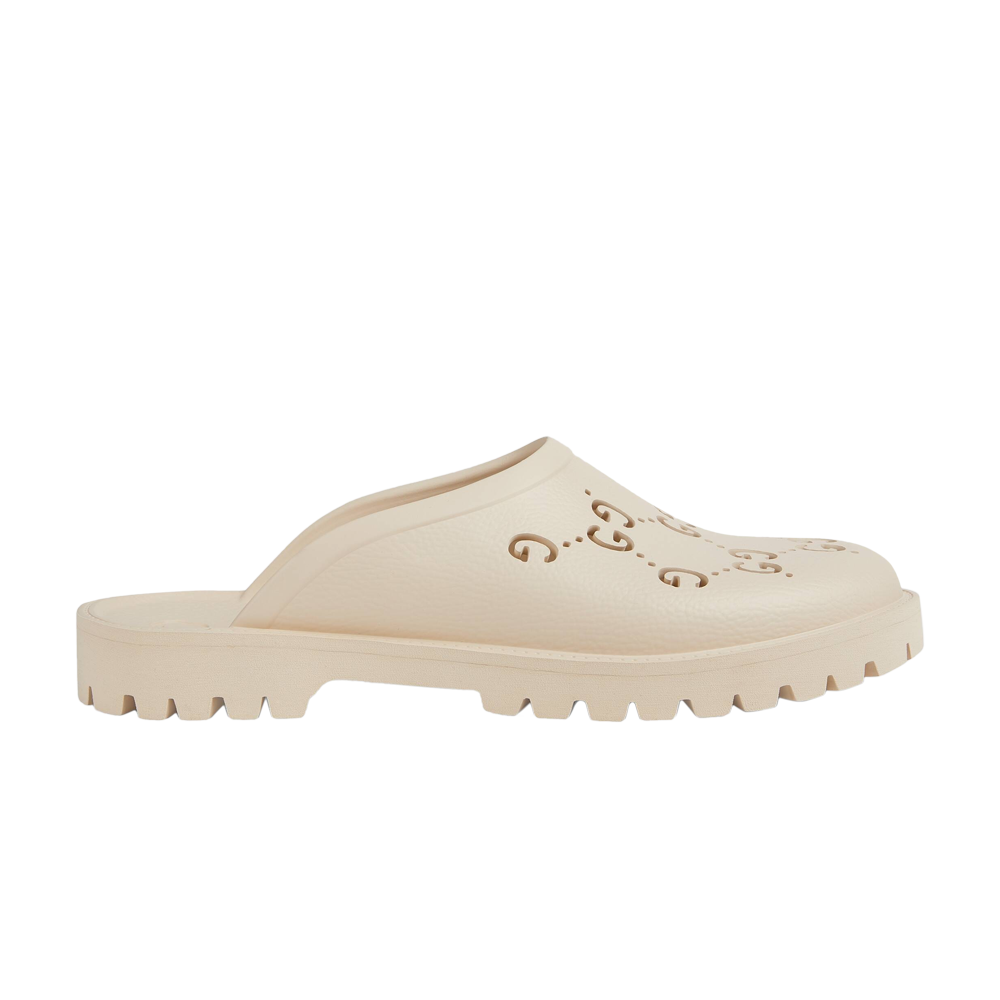 Pre-owned Gucci Slip On Sandal 'cut Out Monogram - Mystic White' In Cream