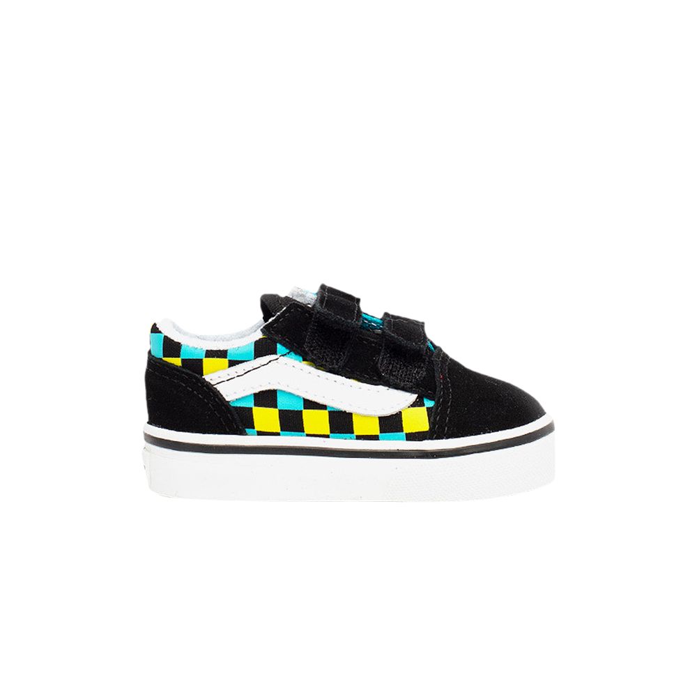 Click to view more detailed imagery on our partner's website Pre-owned Vans Old Skool V Toddler 'neon Glow Checkerboard' | Black | Infant Size 5