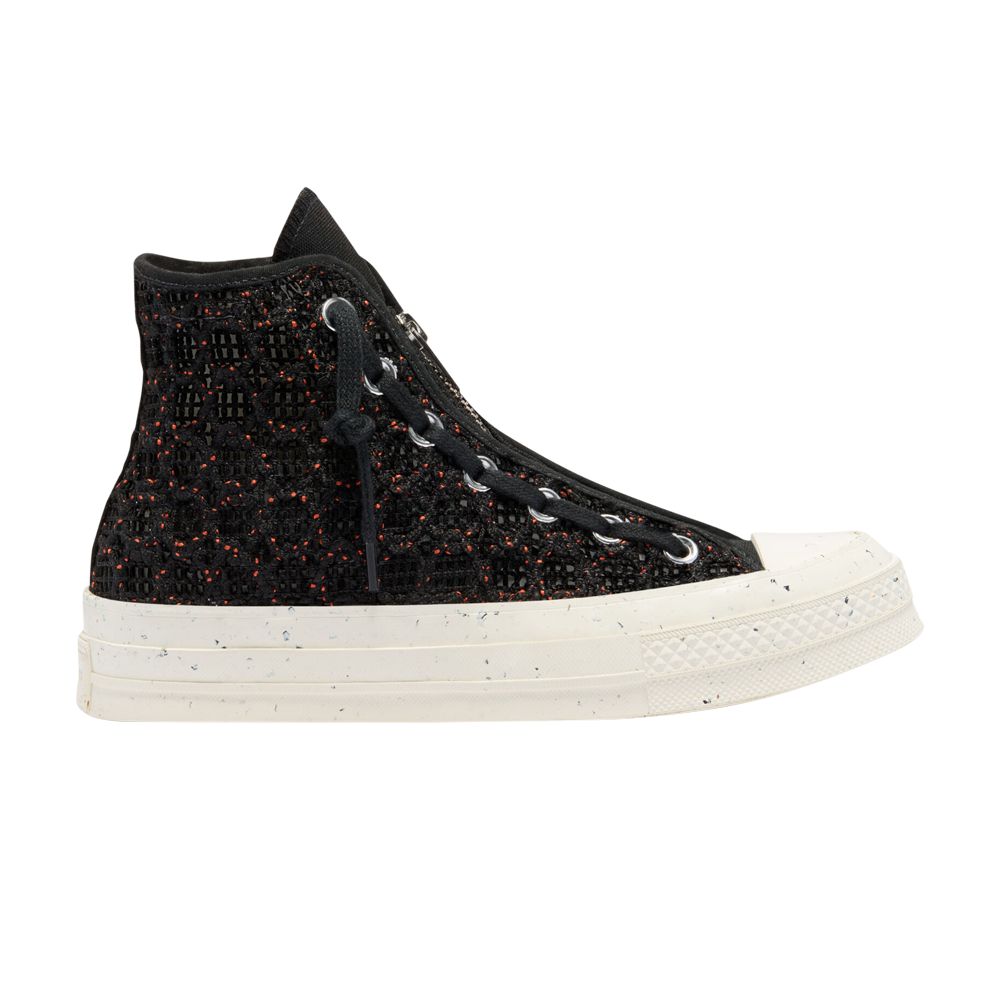 Pre-owned Converse Wmns Chuck 70 High 'speckled Black Crochet'