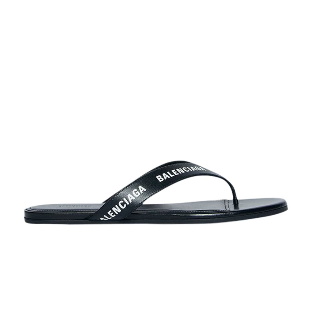 Pre-owned Balenciaga Wmns Flip Flop Slides 'allover Logo - Black' | Women's Size 40