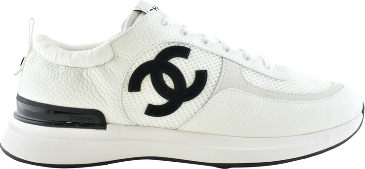 Chanel CC Embossed Logo White Black Suede for Women