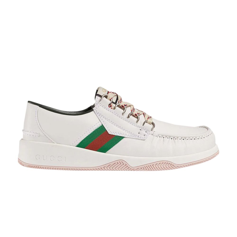 Gucci Leather Web Lace Up Low 'White' | Men's Size 9