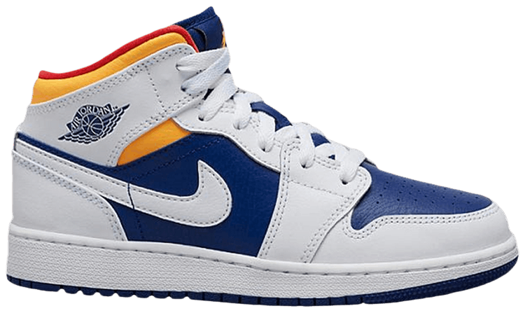 Air Jordan 1 Mid GS White Deep Royal Blue