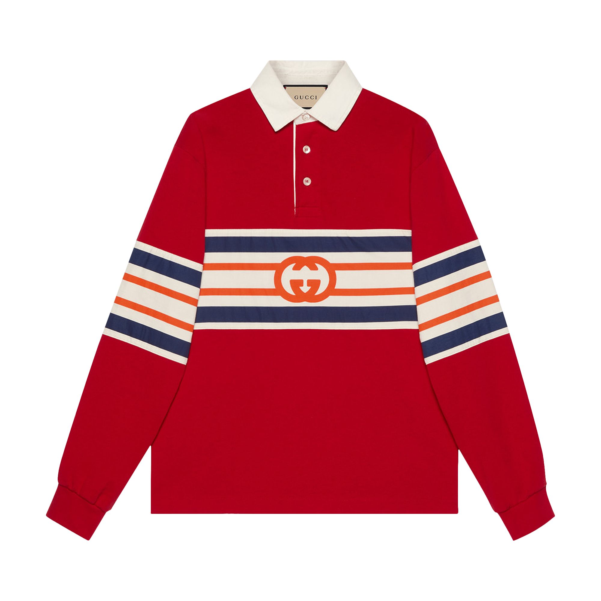 Pre-owned Gucci Jersey Polo Sweatshirt With Interlocking G 'live Red' | Men's Size S