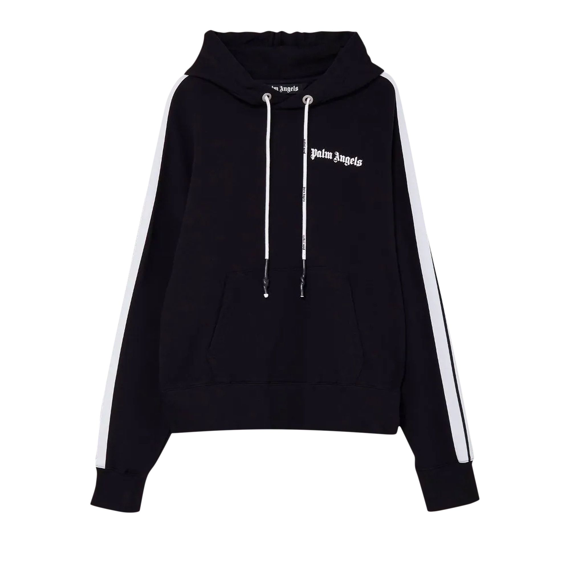 Palm Angels Fleece Track Hoodie 'Black/White' | Men's Size 2XL