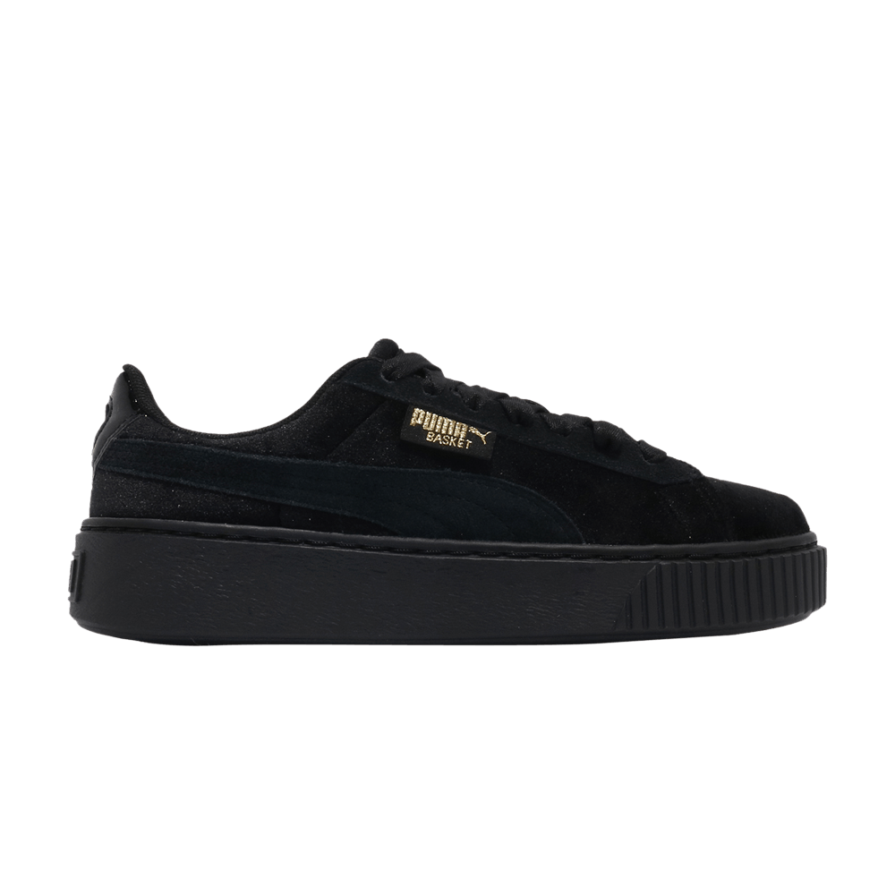 puma suede platform black gold