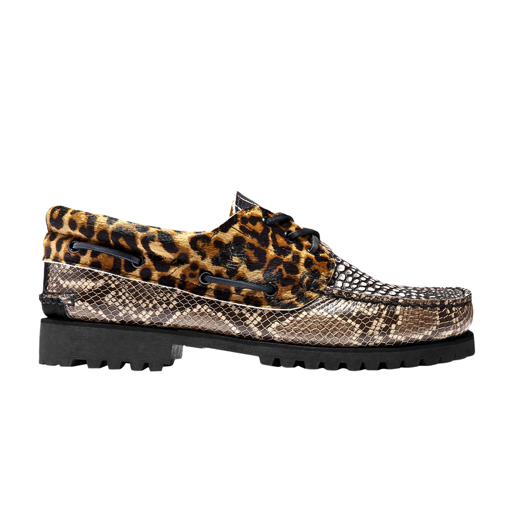 Pre-owned Timberland Chinatown Market X 3-eye Lug Handsewn Boat 'animal Print' In Black