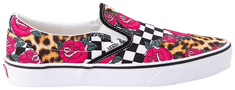 vans checkered rose slip on
