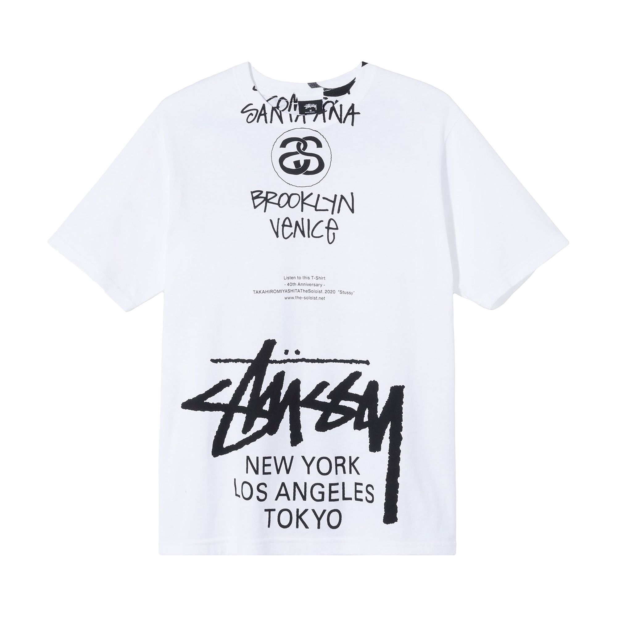 Stussy x Takahiro Miyashita The Soloist World Tour Collection T-Shirt 'White' | Men's Size M